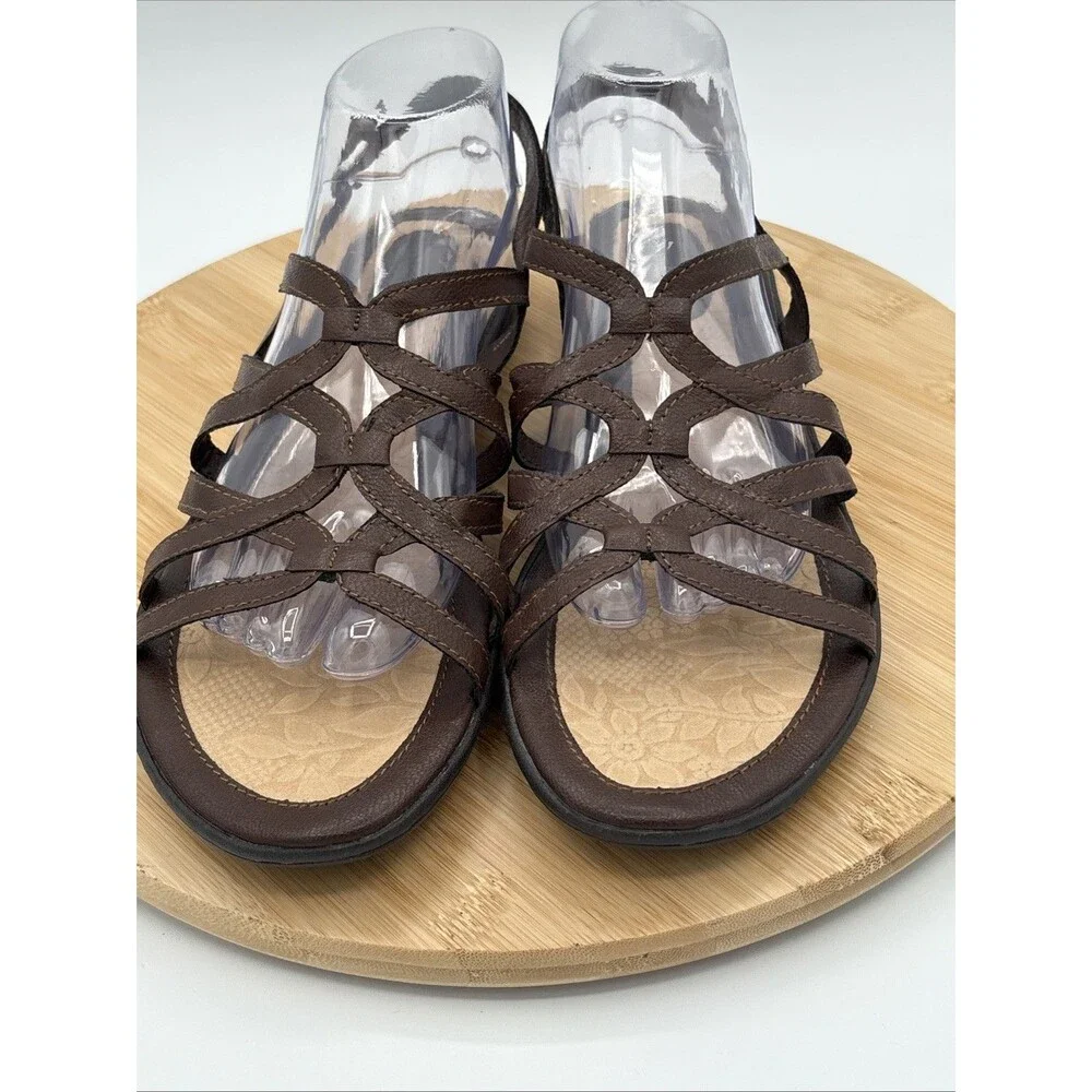 BOC Born Concept Brown Cora  Strappy Cage Open Toe Slingback Sandals 10M Vegan